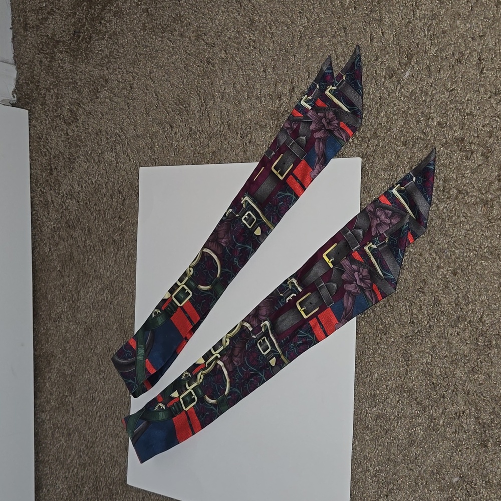 Pair of Hermes silk Twilly Scarves